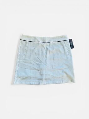 NWT Renwick Sz 12 Seersucker Mini Skirt and Shorts with Navy Piping - Light Blue